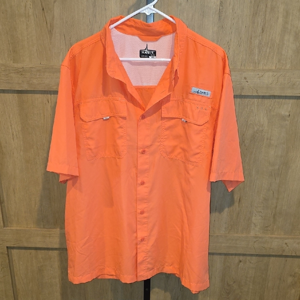 (J42) Men's Sz XL Orange Habit Casual Button-Down Shirt